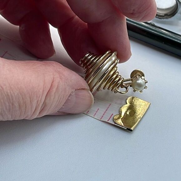 Vintage spiral faux  pearl MCM earrings. - Picture 5 of 6